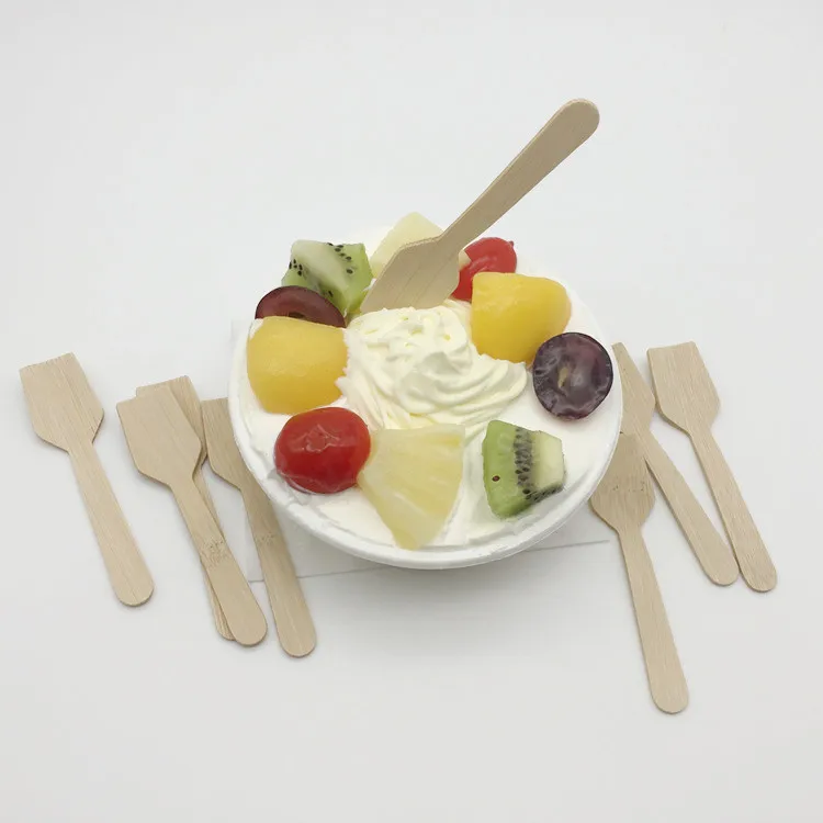 disposable BPA free organic bamboo Dessert Spoons for tasting gelato ice cream yogurt