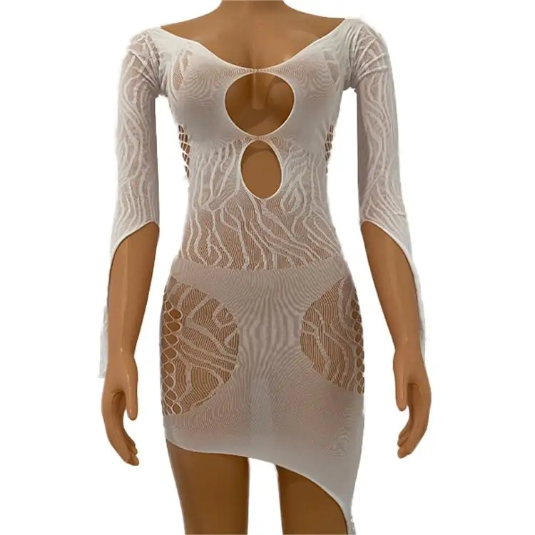 Sexy Bodystocking Transparent Mini Dress Knitting Bodystocking Sexy Lingerie Bodycon Dress Fishnet Dress qq640