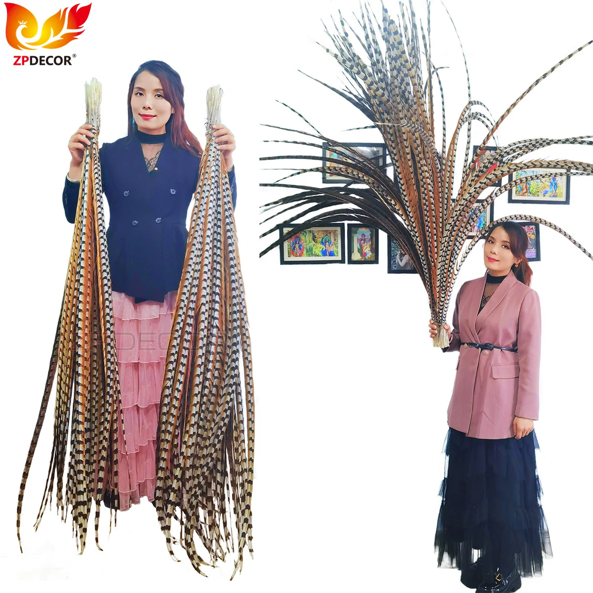 Оптовая продажа с завода ZPDECOR, супер длинные натуральные перья хвоста фазана для карнавала Майами бахамс янканоо