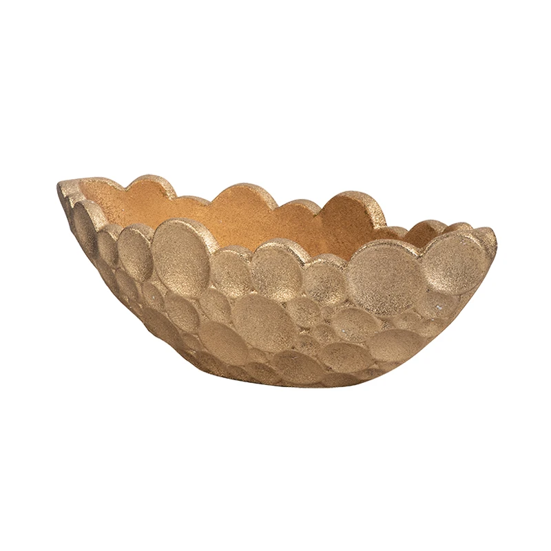 Boat Shape Decorative Bowl Luxury Gold Decor Vase Fiberglass Table Flower Bowl Vase