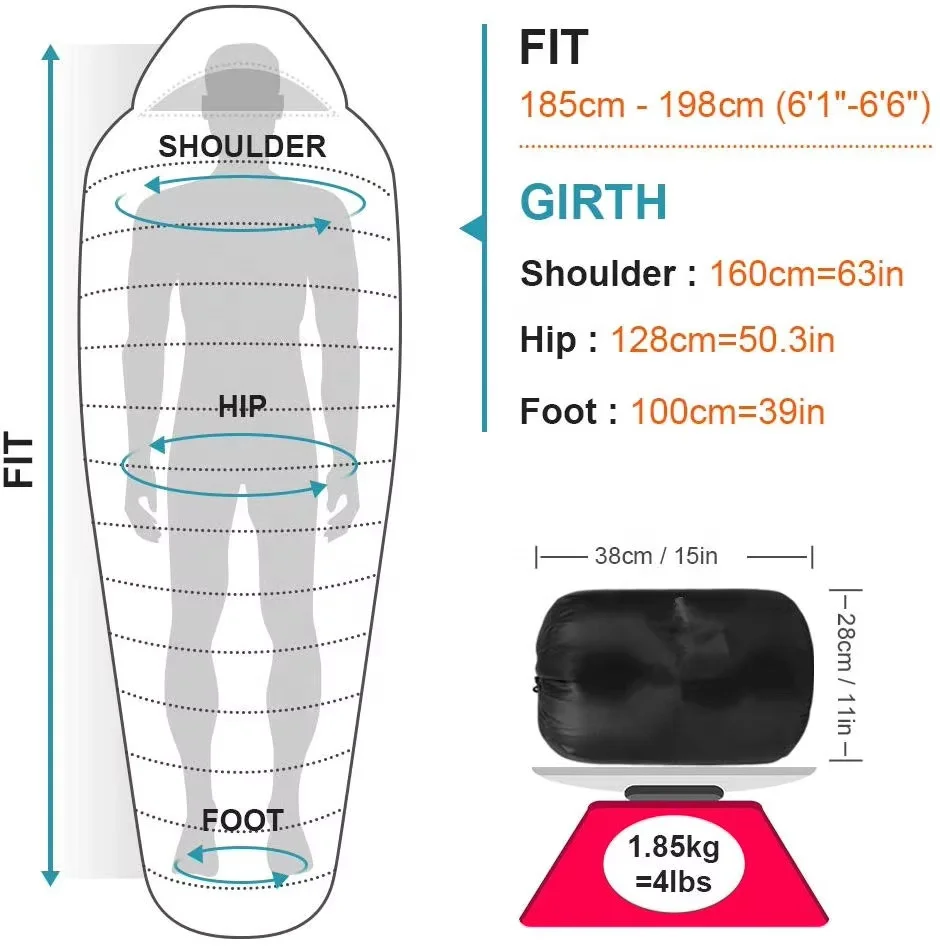 Outdoor Camping and Hiking 3-Season Waterproof Sleeping Bag