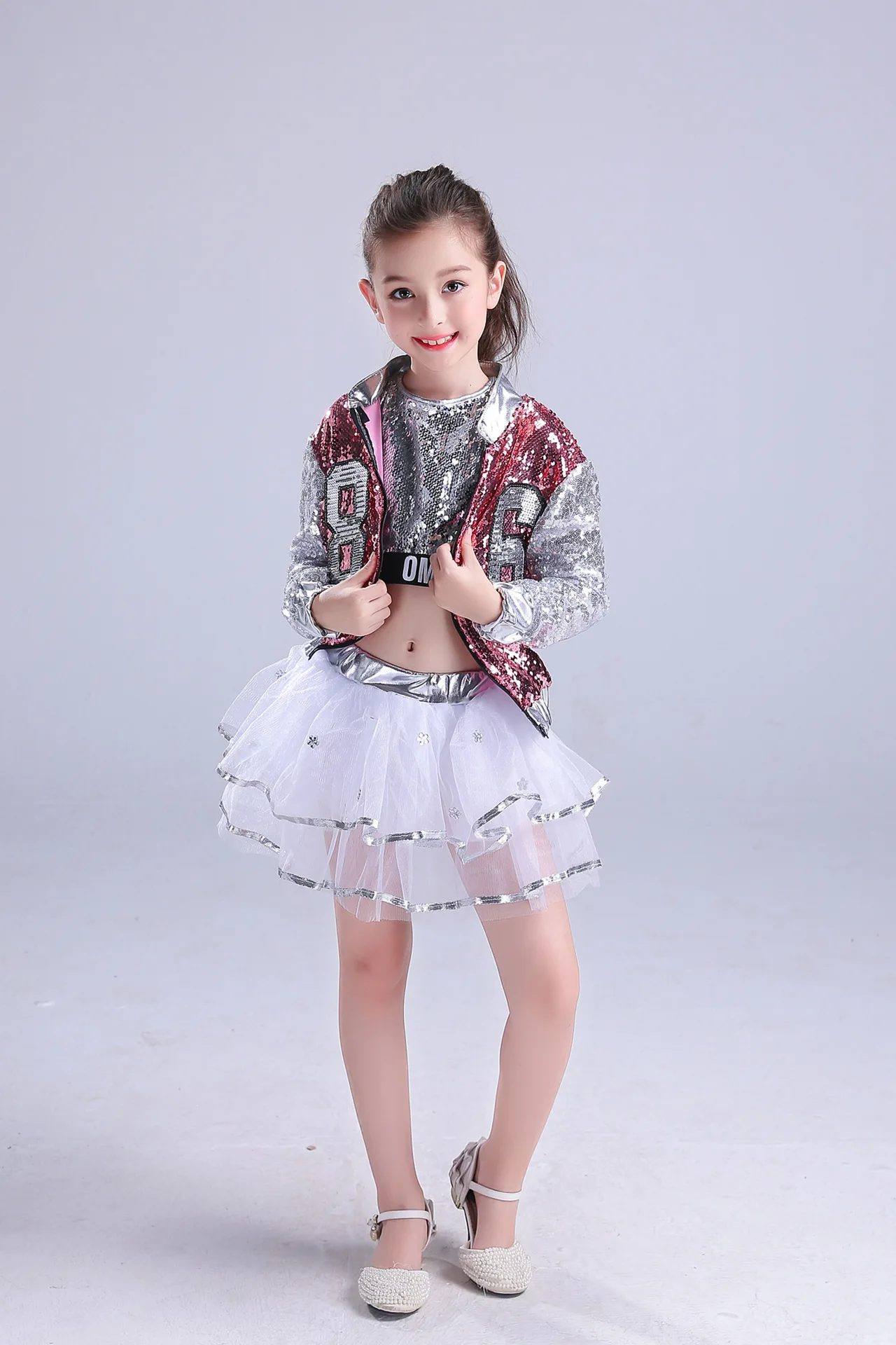 Kids Sequin Stage Jazz Dance Suits For boys Girls Morden Dance costumes