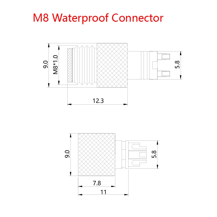 Made in China M8 circular connector m12 connector 5 pin M8 connector 4 -12 pin for monitoring system Waterproof M8 Adapter