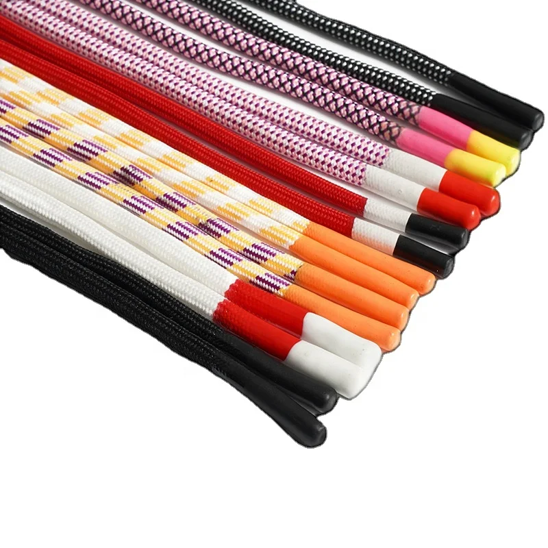 Hoodie Draw String Colored Round With Rubber Tips Cords Cotton Rope Hoodie String Cords With Rubber Tips