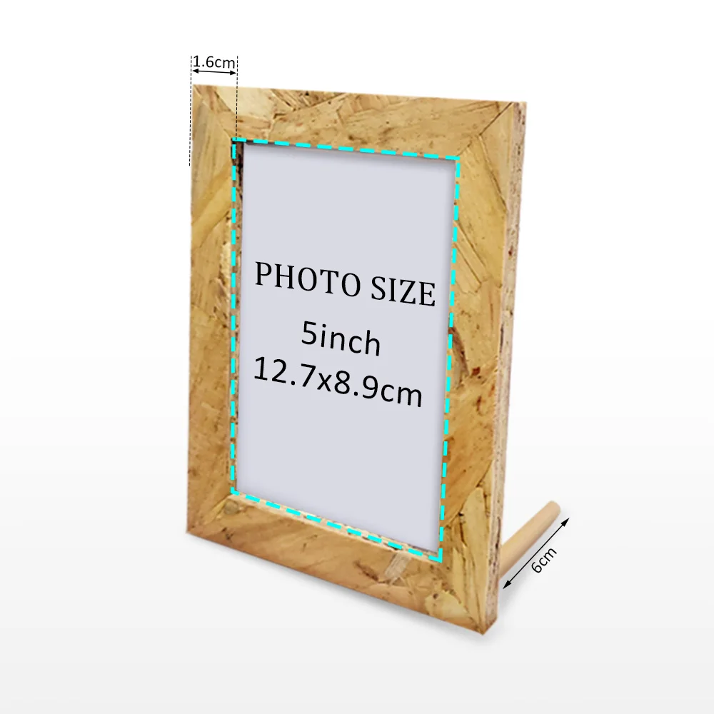 Modern nordic square setting cross stitch square photo resin picture frame wood wall hanging