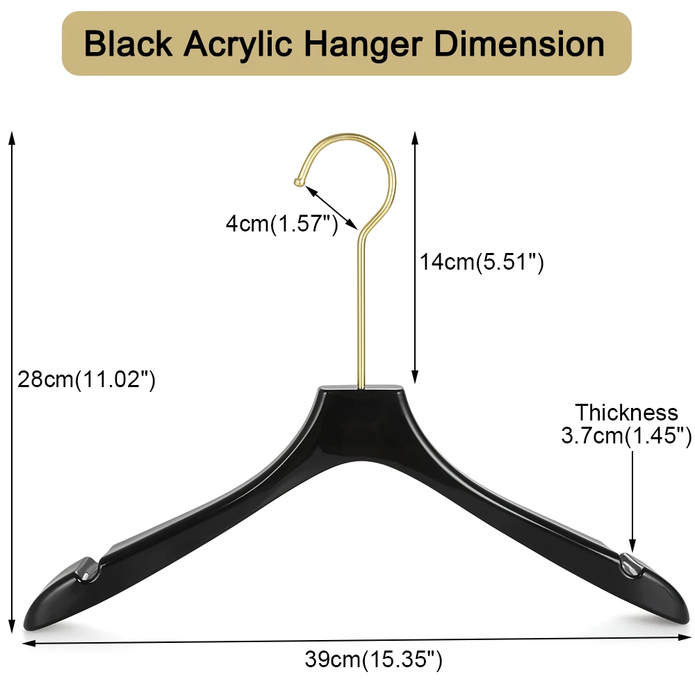LINDON OEM Custom Adult Luxury Quality Black Acrylic Coat Hanger for Clothes