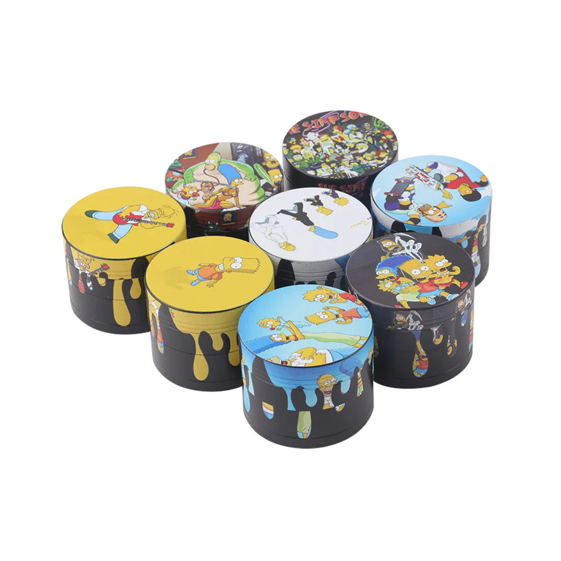 Аксессуары для курения Lvhe с логотипом на заказ, 4 штуки, цинковые Симпсоны, УФ-печатная шлифовальная машина