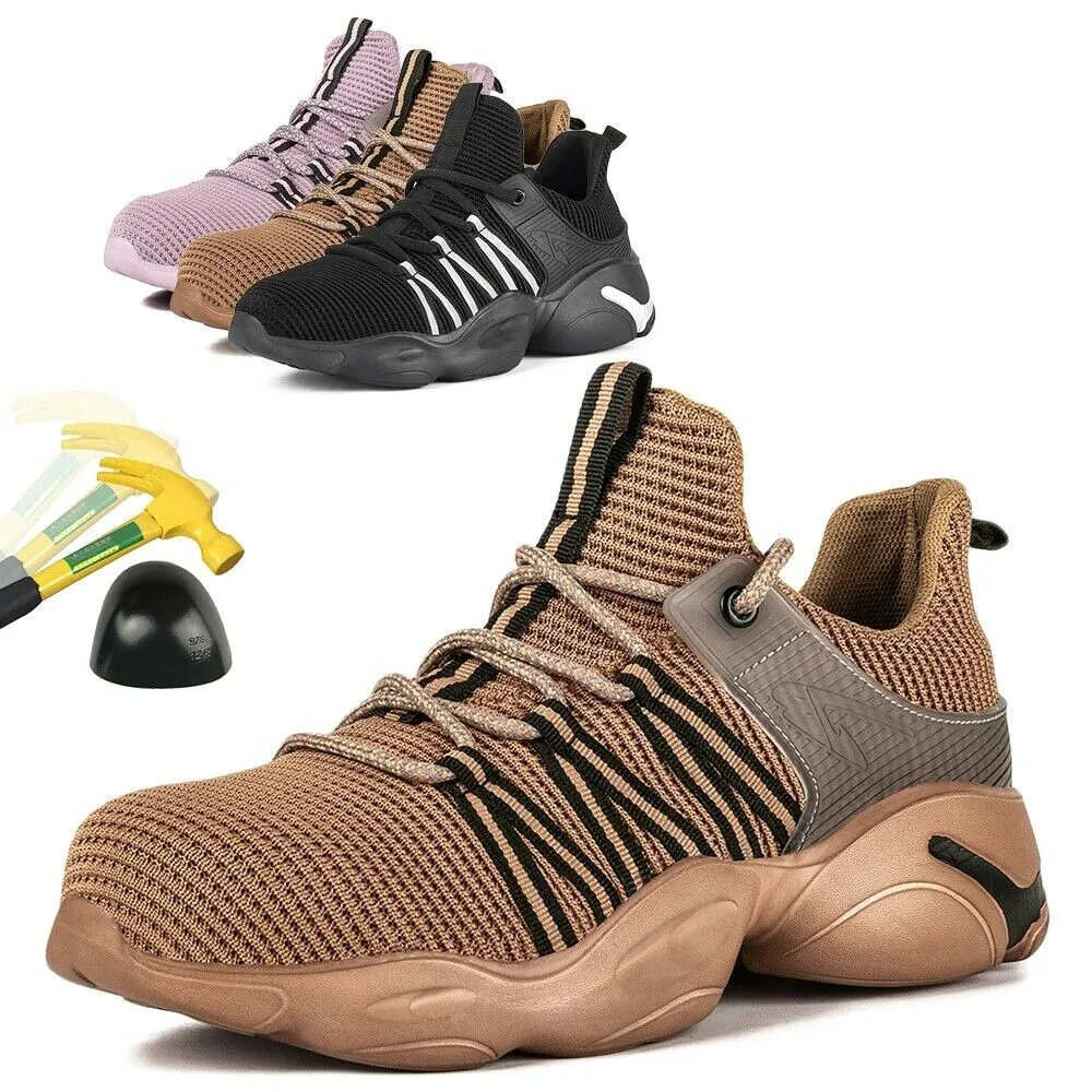
New safety shoes for men, breathable and comfortable, lightweight fly woven mesh steel toe cap safety protection work shoes 