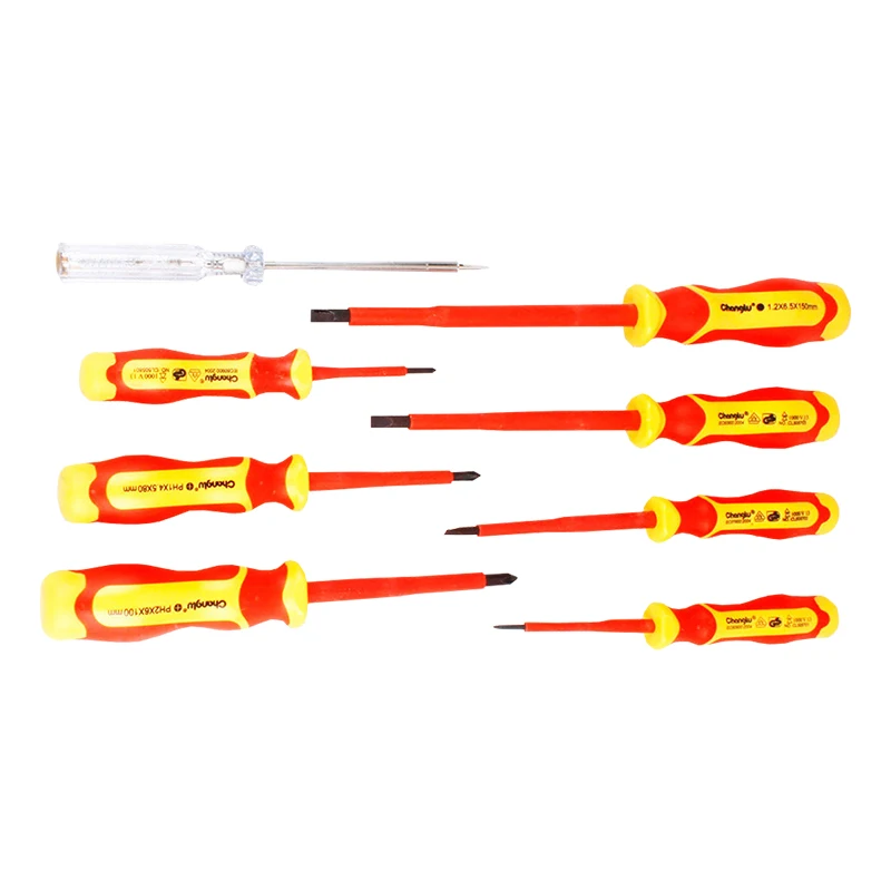 8 in 1 vde insulated screwdriver set 1000V VDE test pen chaves de fenda isolada slotted and philip screwdrivers
