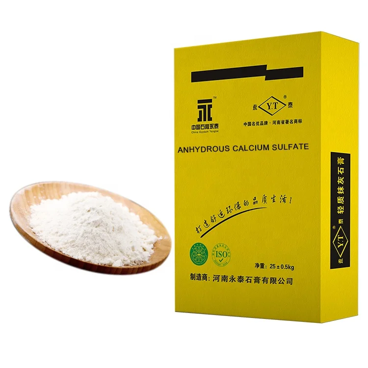 gypsum powder price per kg anhydrous calcium sulfate 98.5% anhydrous tufu coagulant gypsum powder 25kg bag