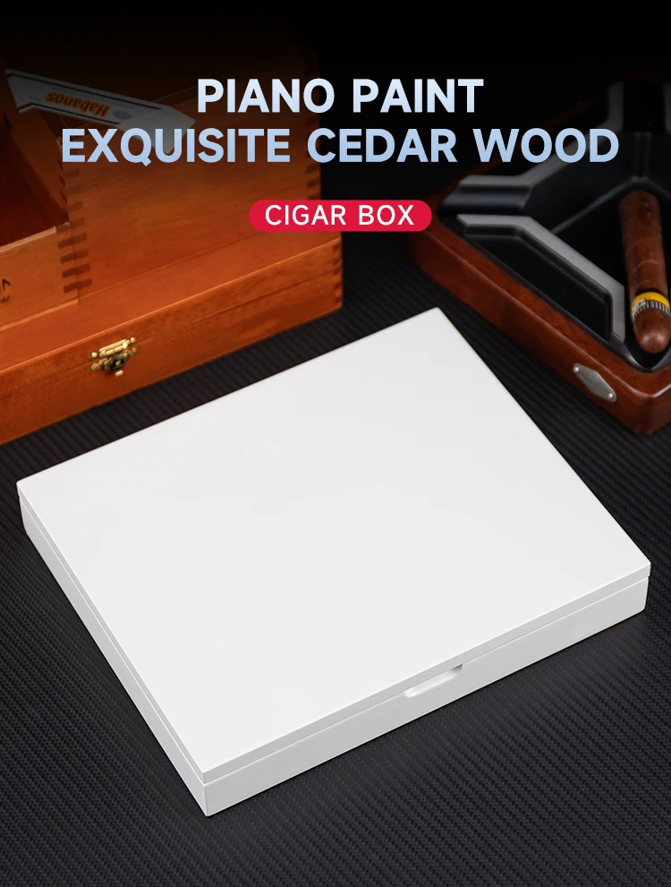 2024 High Quality Luxury Travel Cigar Humidor Cedar Wood Leather Cigar Case Box Elegant Lacquer Finish Budget-Friendly Cigar