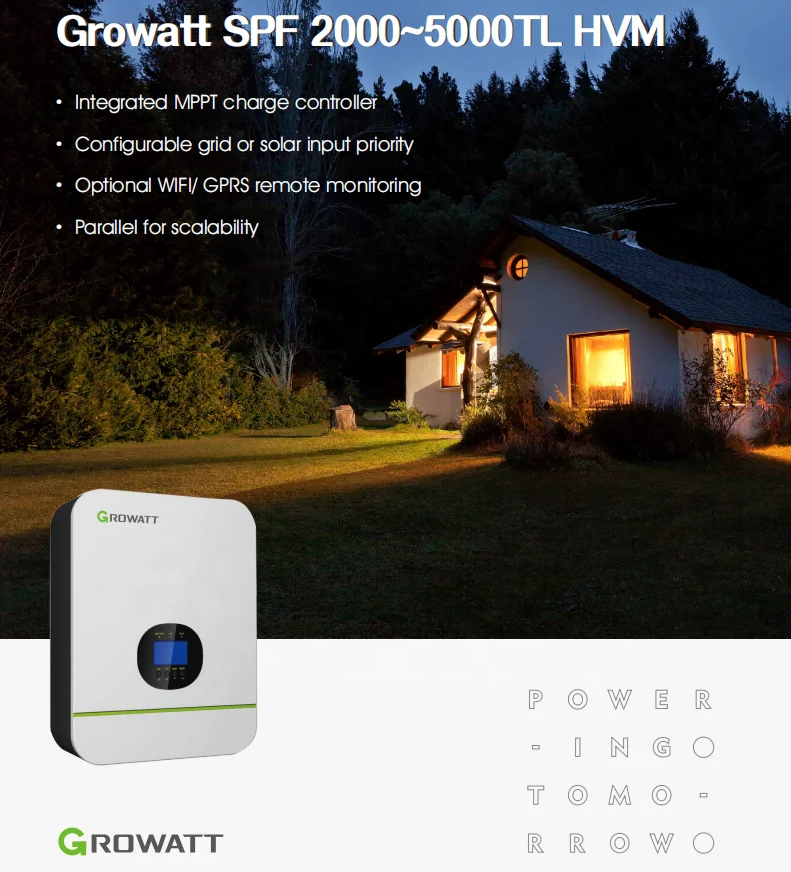 Lithium Ion Battery 24V 48V Home Solar Energy System Growatt 3KW 5KW Single Phase 3000W Off Grid Solar Inverter