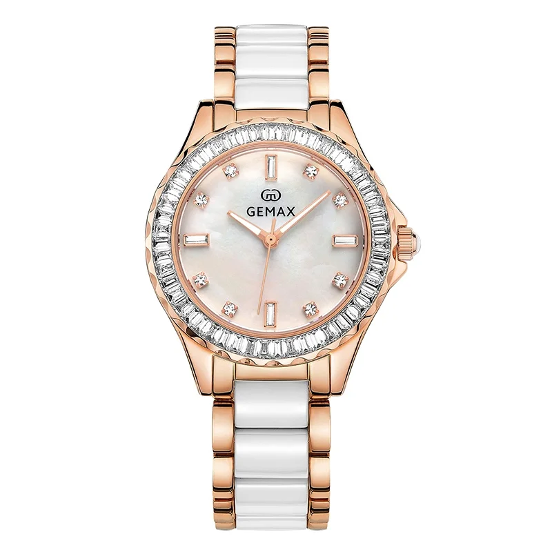 Chinese factory wholesale OEM women watches stainless steel ceramic diamond ladies watch