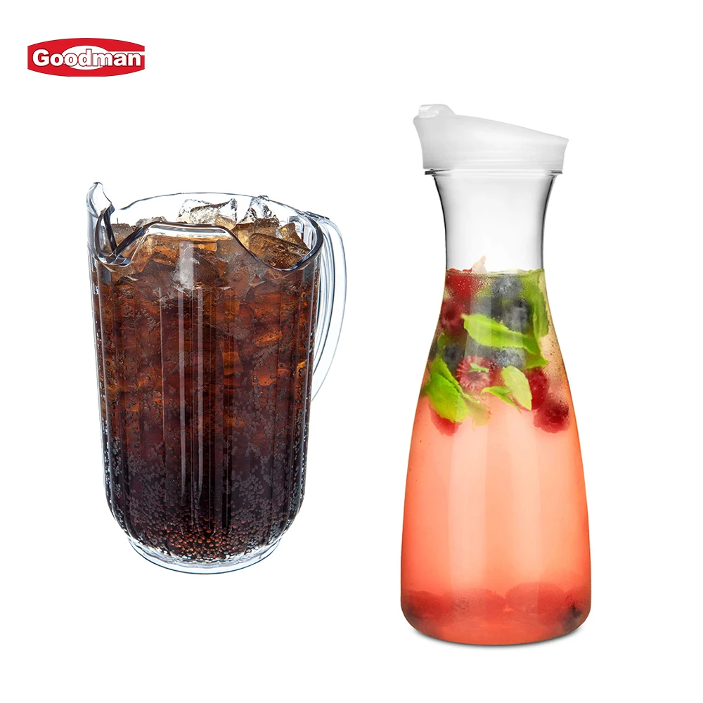 Hot Sale Restaurant Pc Clear Tea Jug Juice Carafes Bottle Acrylic Pouring Glass Water Pitchers With Lid Plastic Pitcher