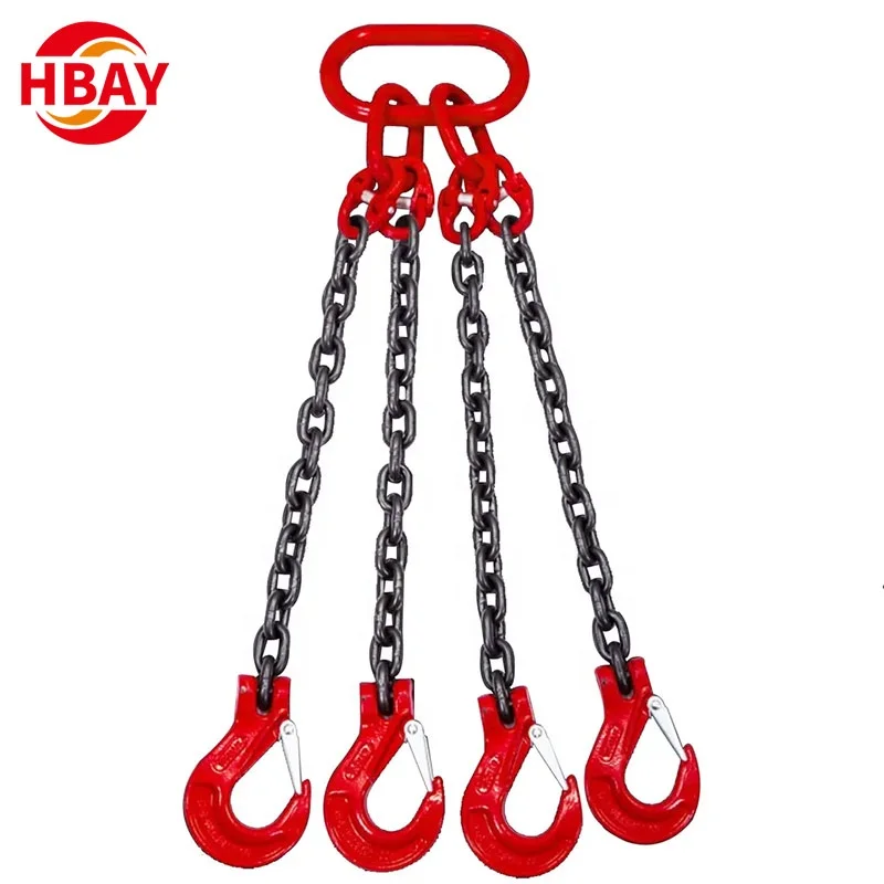 Heavy Duty Alloy Steel Forged 1 2 3 4 Leg Lifting Chain and Hook Rigging Sling Anchor Marine