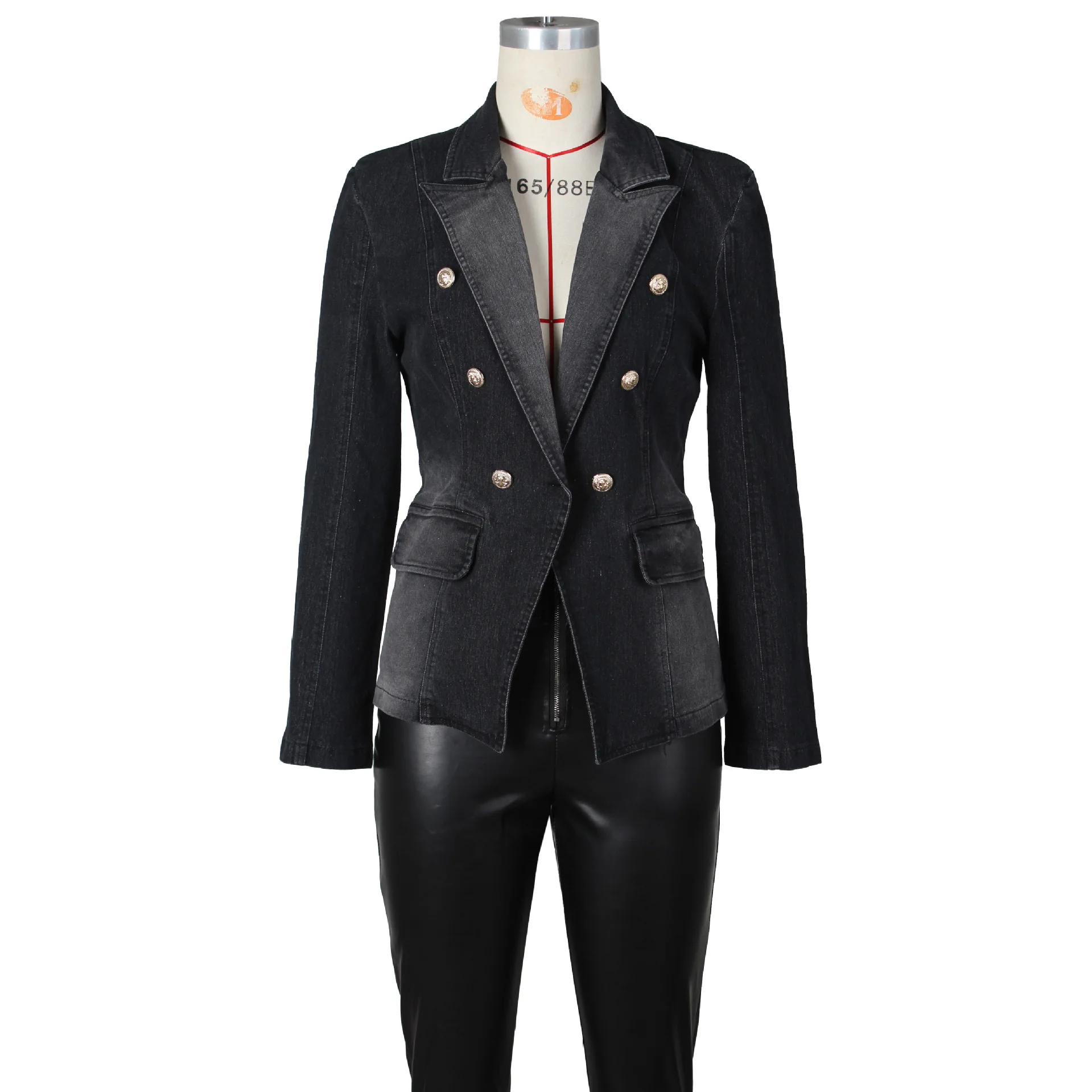 Повседневная эластичная мягкая Модная Тонкая джинсовая куртка Женский Блейзер костюм уличная