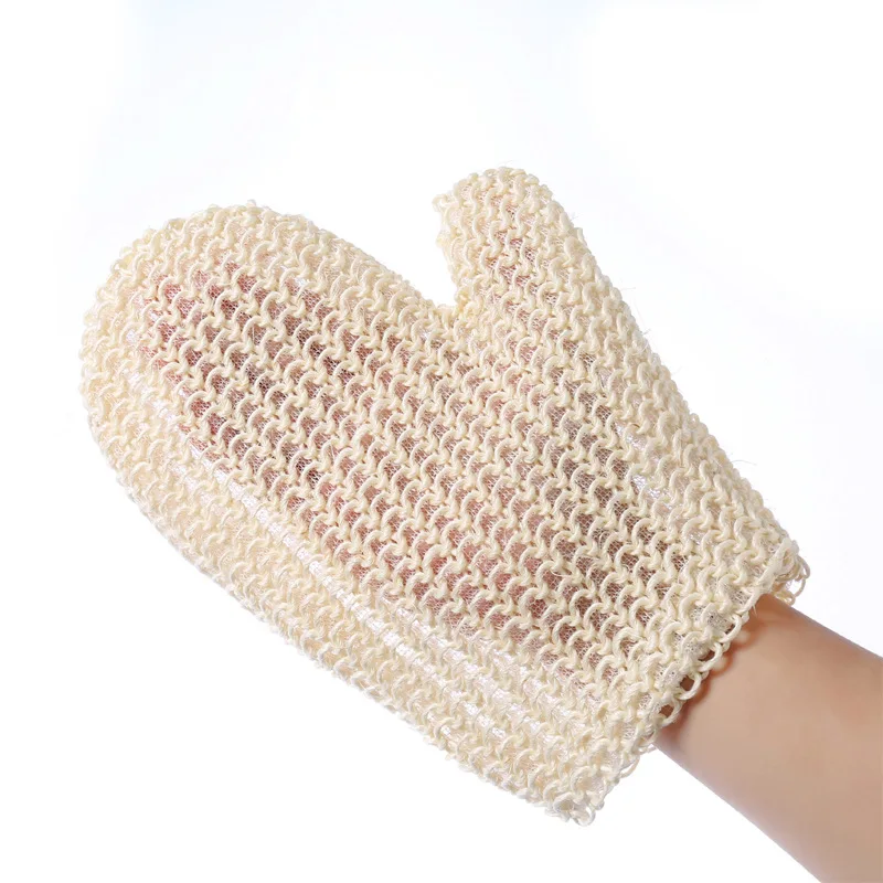 Sisal Exfoliating Body Cleaning Bath Mitt Glove Shower Gloves Body Scrubber Sponge Terry Towel Gloves Eco Friendly Natural 52g