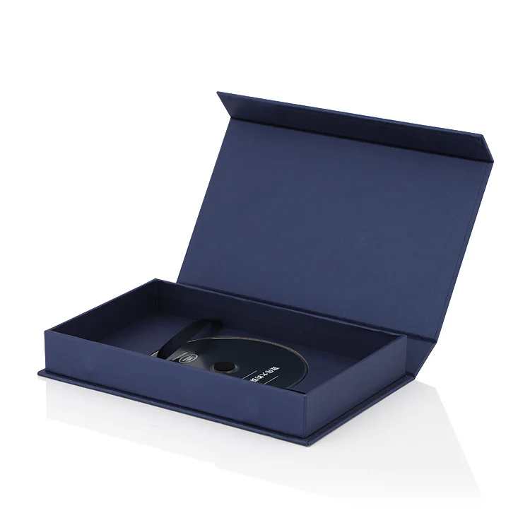 Recyclable Rigid Cardboard Luxury Suede Gift Box Handmade Cd Clamshell Box With Custom Insert