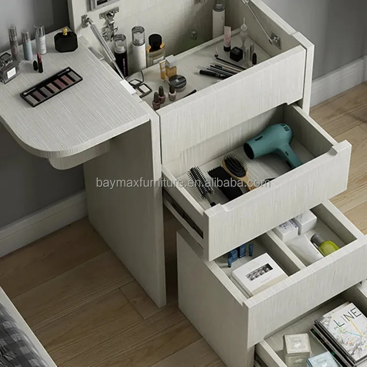 Wholesale mini dressing table makeup vanity table with mirror and stool