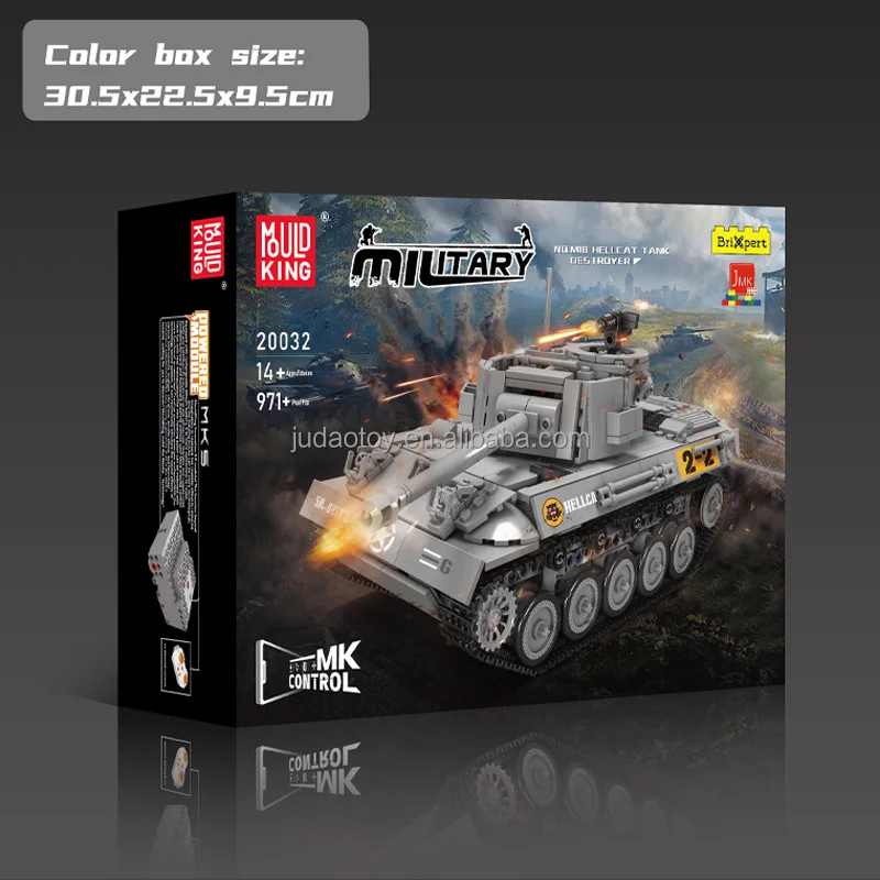 Mould King 20032 Military Hellocat Tank Destroyer Building Block Toys Technical APP Remote Control Battle Building Block sets
