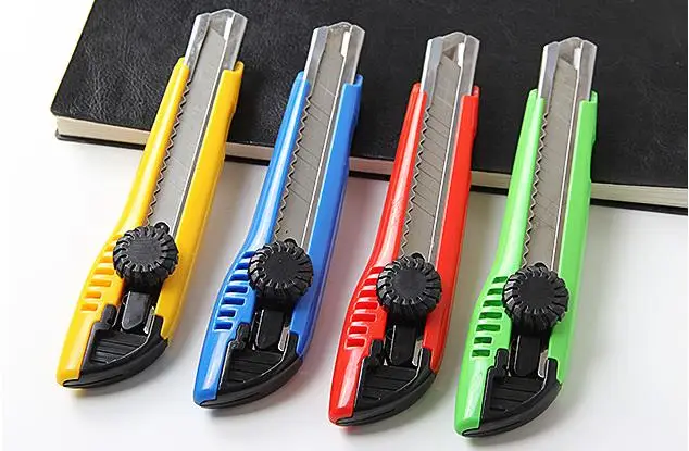 
Art box package open craft tool paper student office stationery snap-off blade cutter knife in blister card packing craft knife 