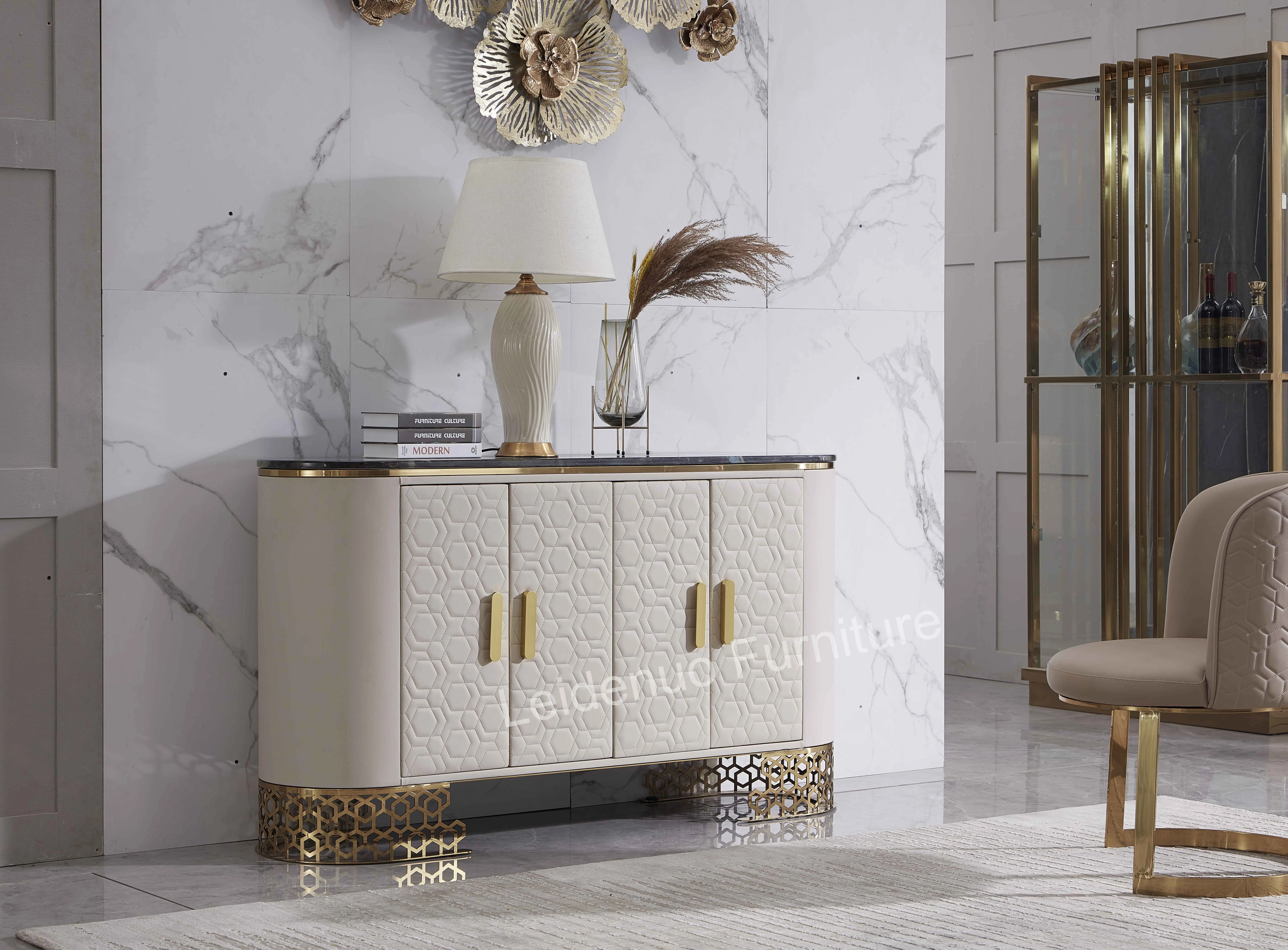 Factory Price Wholesale Stainless Steel Marble Table Buffet Cabinet With Best Quality