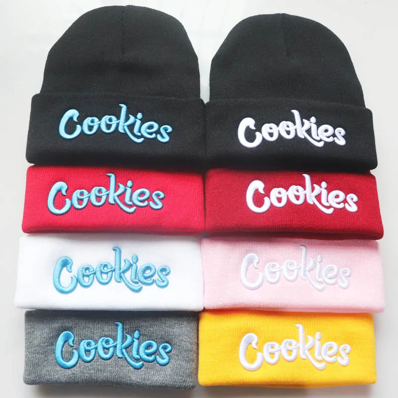 Hot selling letters Cookies embroidered knitted hat winter woolen warm hat