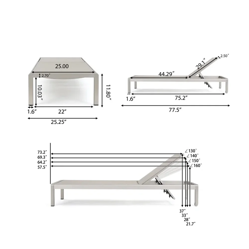 hot seller aluminum garden lounger chaise longue pool chaise longue sun loungers luxury swimming pool patio furniture set