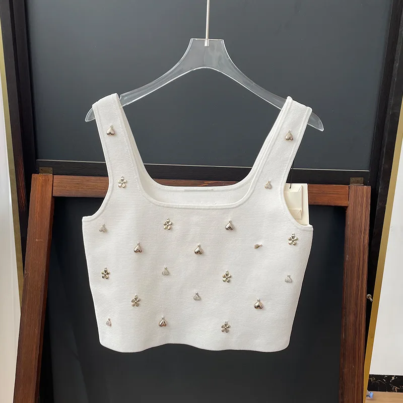 sandro dress women Spring/summer French white design ladies two pieces set sexy sleeveless halter vest  with  A-line skirt set