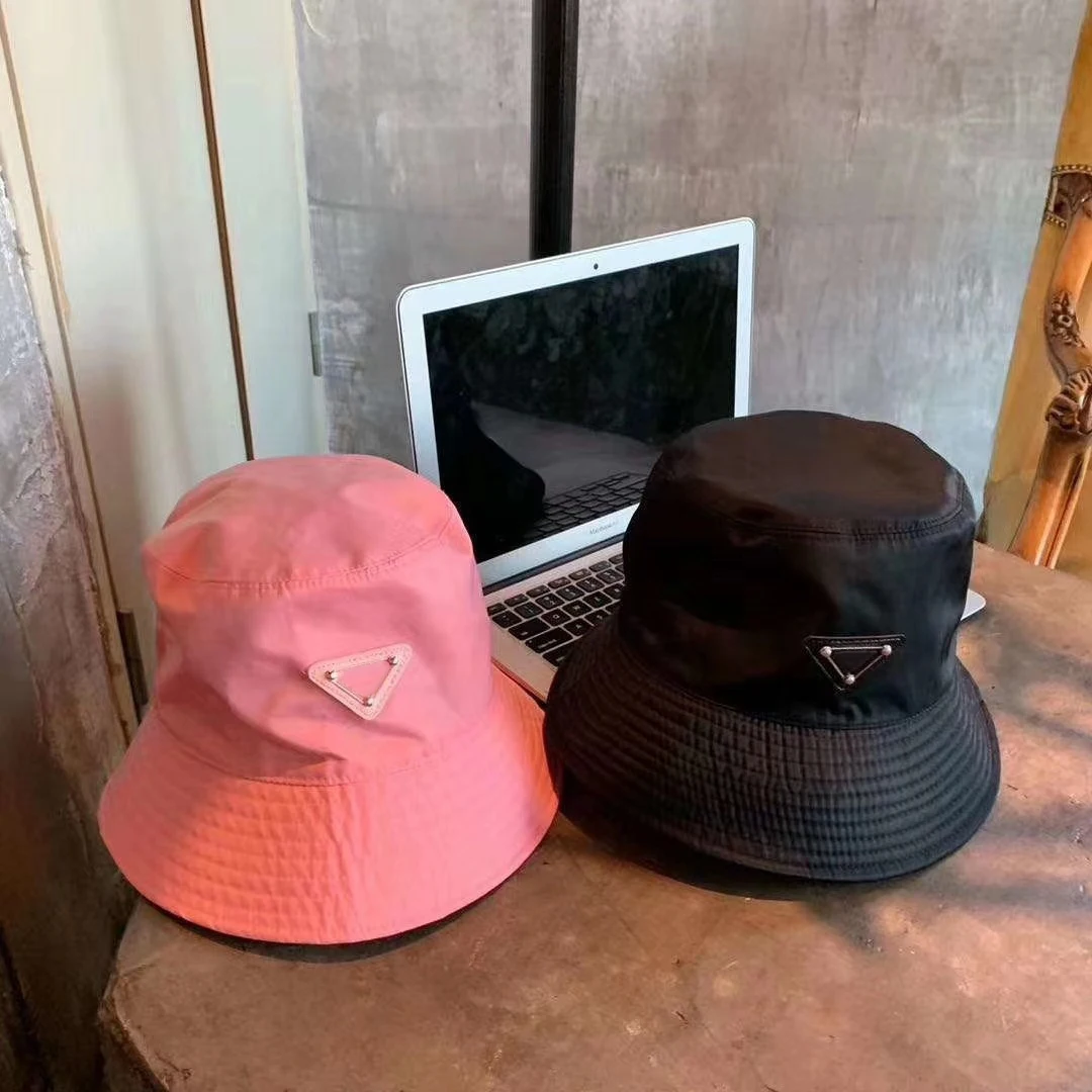  Hot Sale Designer Nylon Name Brand Bucket Hat Metal Logo Classical Luxury Hats