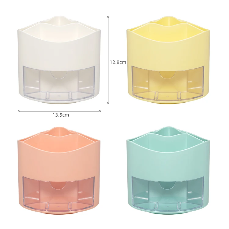 2023 New Product Multifunctional stationery box student desktop decoration creative simple plastic rotating pen holder