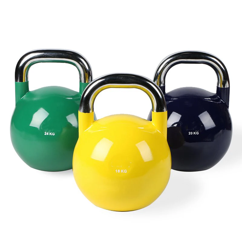 Fitness Weight Lifting Kettlebells Adjustable Cheap Cast Iron Kettle Bells 12-32kg Color Coated Steel Competition Kettlebell