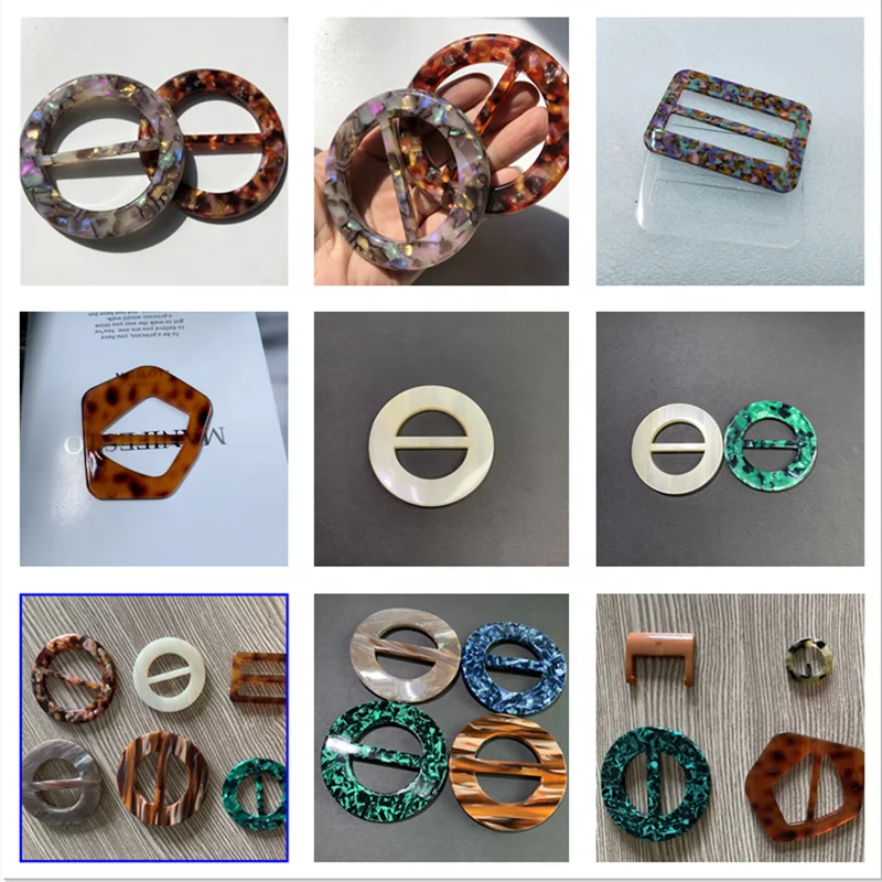 Cellulose Acetate accessories for Garment and bag belt buckle strap handle O-rings parts accessories and logo labels handbag