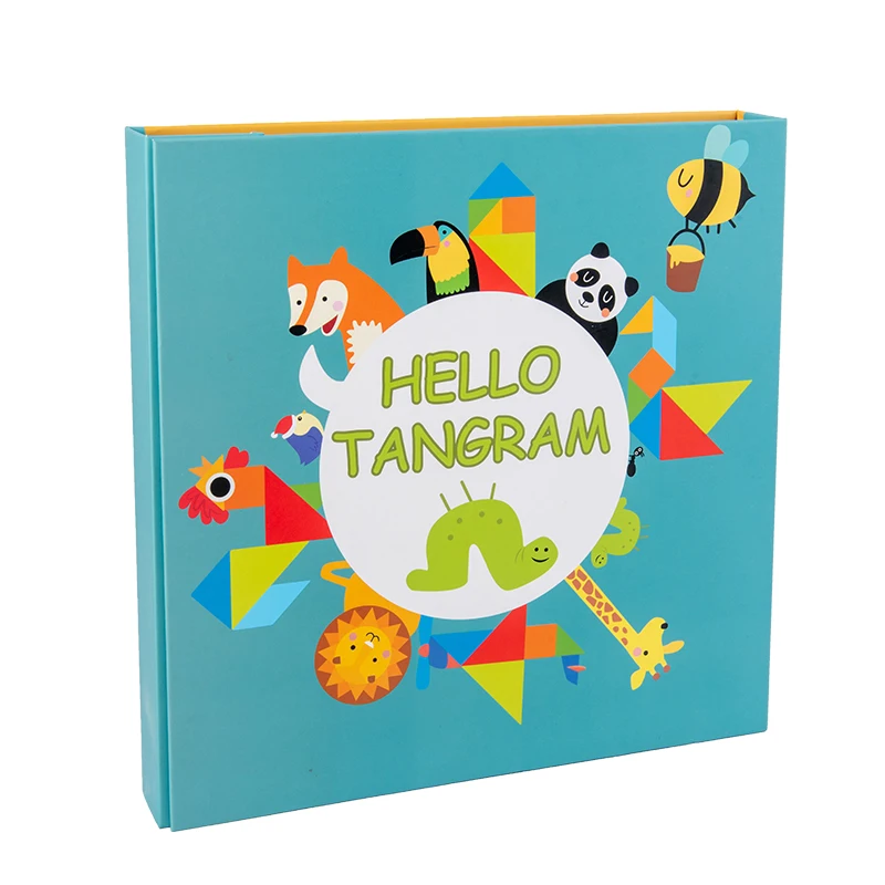 Factory direct Educational Tangram Woodiness Puzzle Game Book for Kids Magnetic Wooden Tangram Puzzle Toys