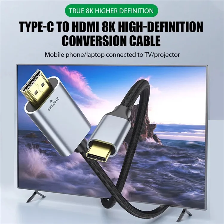 Usb C To Displayport Cable 8K Type C To DP 1.4 Cable 8K 60Hz 4K 144Hz Thunderbolt3/4 Adapter for Macbook Pro Samsung Huawei