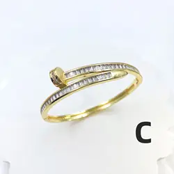 High quality brass cz cubic zirconia pave nail cuff bangle bracelets wedding bangle for women
