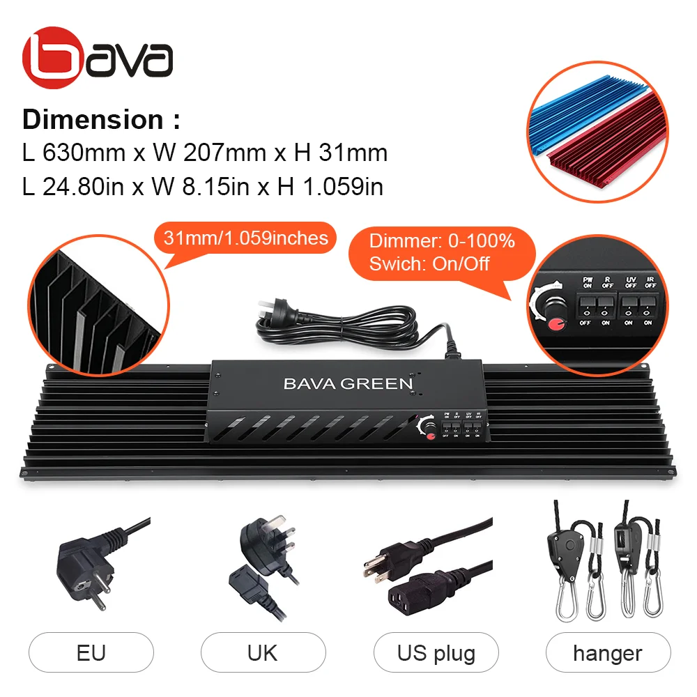 Bava dropship hydroponics  grow lamp 240w Samsung LM301H fuspectrum 4 ft pcb led grow light with ir and uv with 4 switches