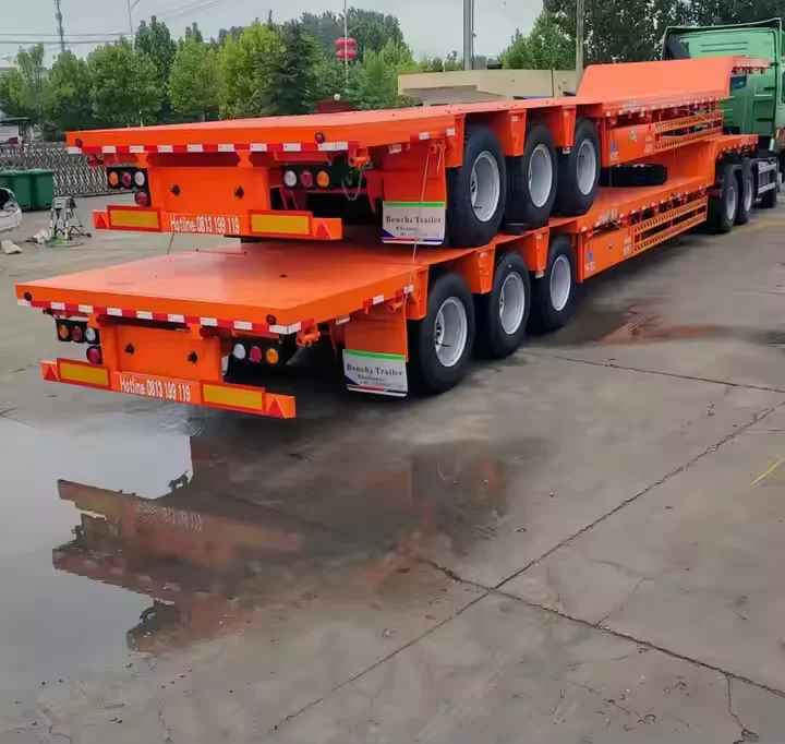 Hot Sale Best Quality China Manufacturer Customize 3 Axle 20 Ft 40 Ft Container Transport Flatbed Semi Trailer