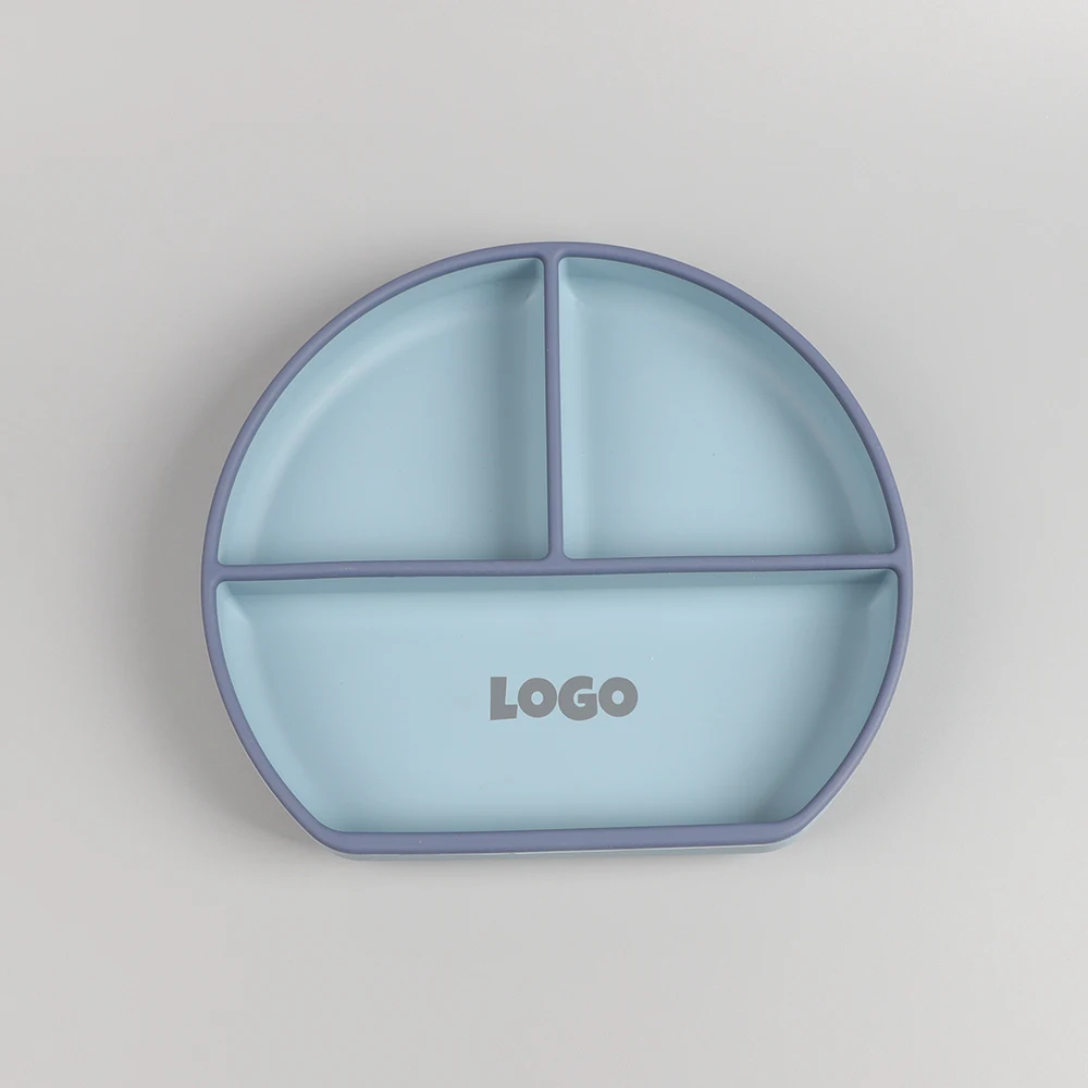 Eversoul Custom Personalized Dual Colors Silicone Kids Baby Dining Feeding Set Divided Suction Plates Baby Plate