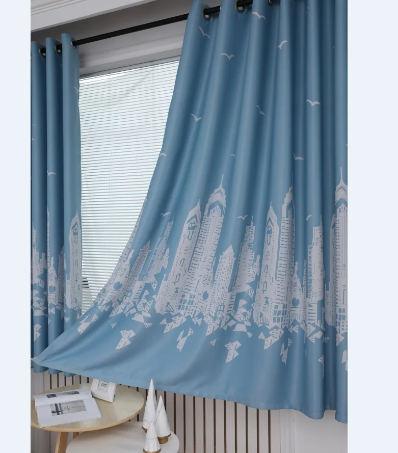 2.1M Width High Grade Skyscraper Shape Drawing Hotel Blackout Curtain Fabric Best Curtain Fabric