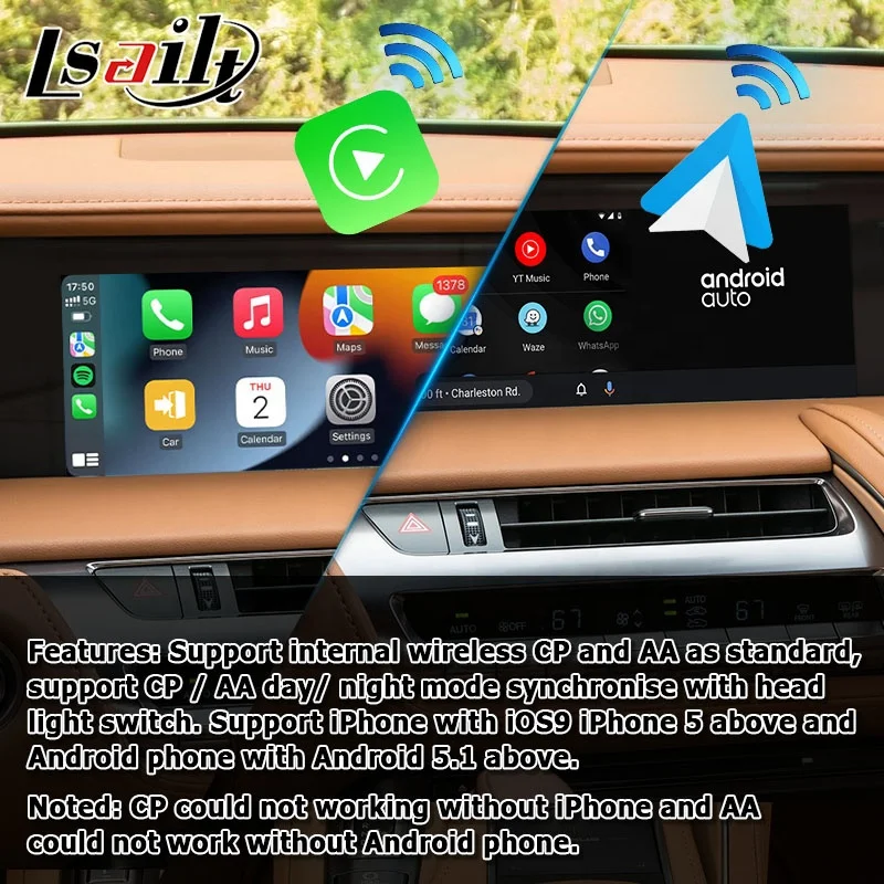 Android wireless CP AA box for Lexus LC500h 2017- video interface GPS navigation with touch control wireless auto LC500