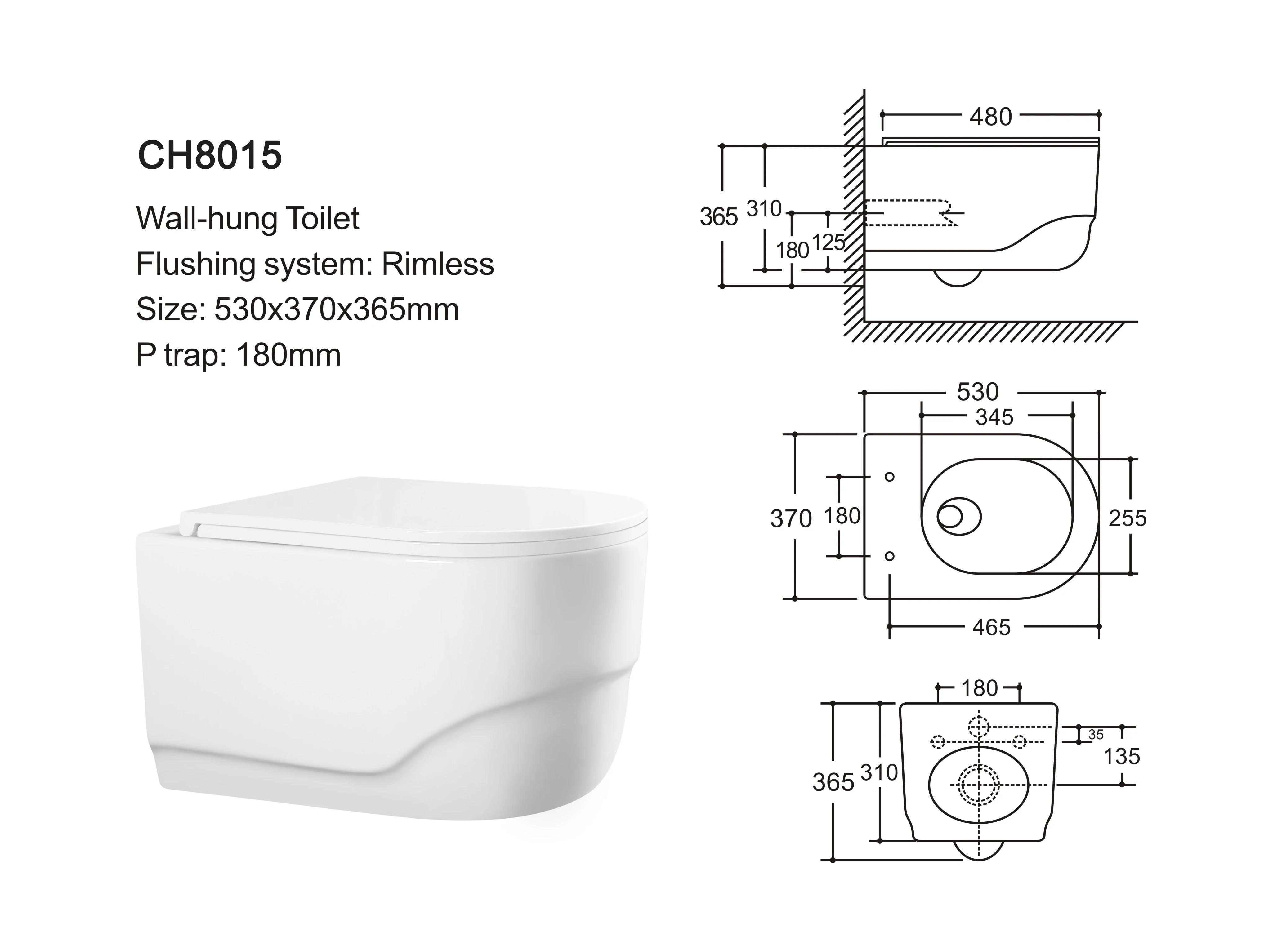 Luxury new vortex 6L silent flushing floating toilet wall hung wc wall wc