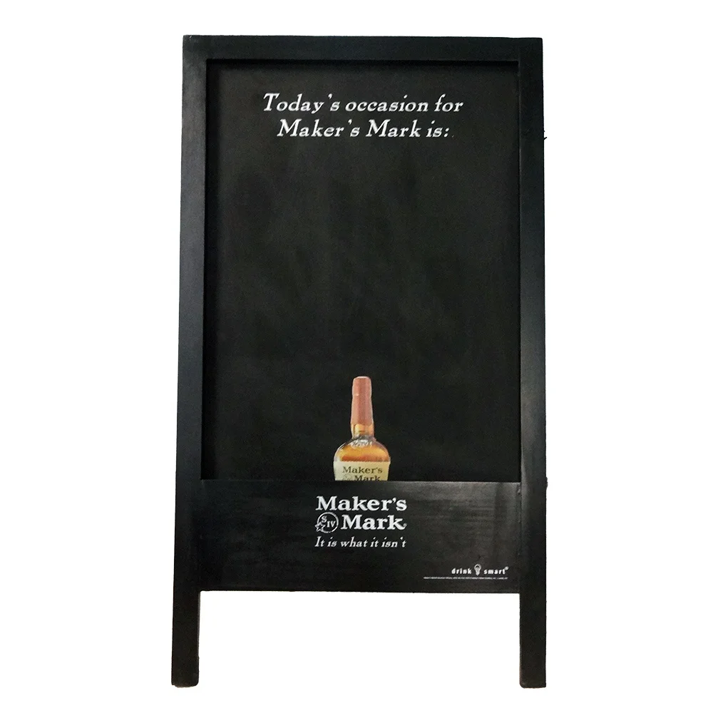 bar and restaurant promotional  wooden double face standing chalkboard sign