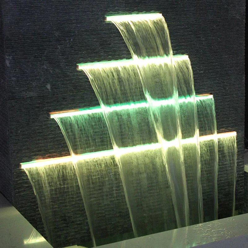 Factory Direct Sale Water Descent RGB LED Light color changed water curtain Landscape Wall Waterfall for garden Pool