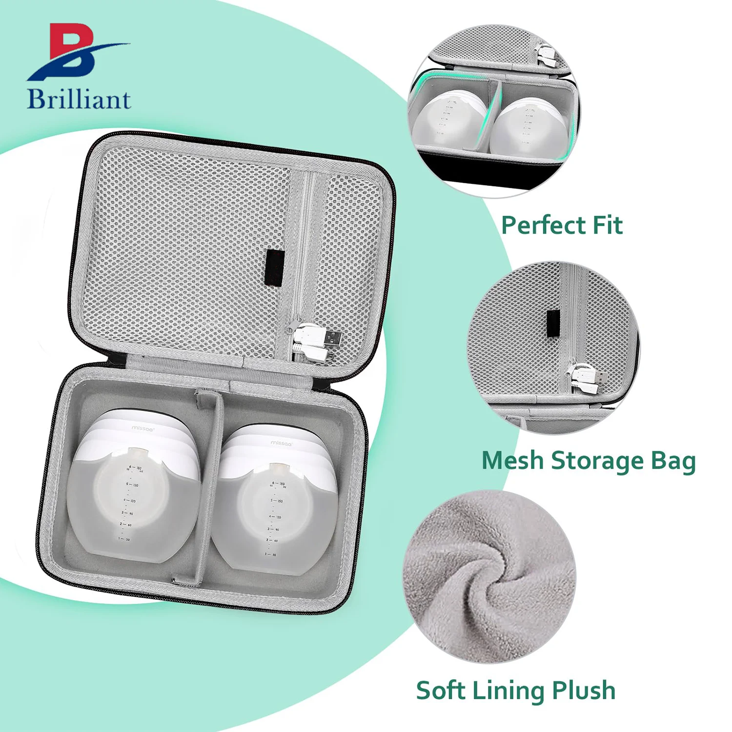 Brilliant Customized Hard Eva Carrying Case for Momcozy S12 Pro Wearable Breast Pump Suitable for Storage Outdoor