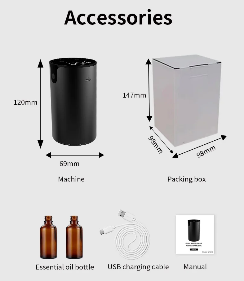 Essential Oil Aromatherapy Air Humidifier Car Diffuser Air Freshener Aromatherapy Household Waterless Aroma Diffuser