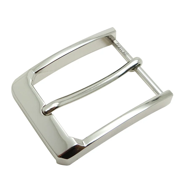 35mm High Quality Polished Nickel-Free Lead-Free Belt Buckle Custom Design Brand Logo Etched Lasered For Men Straps Pin Buckles