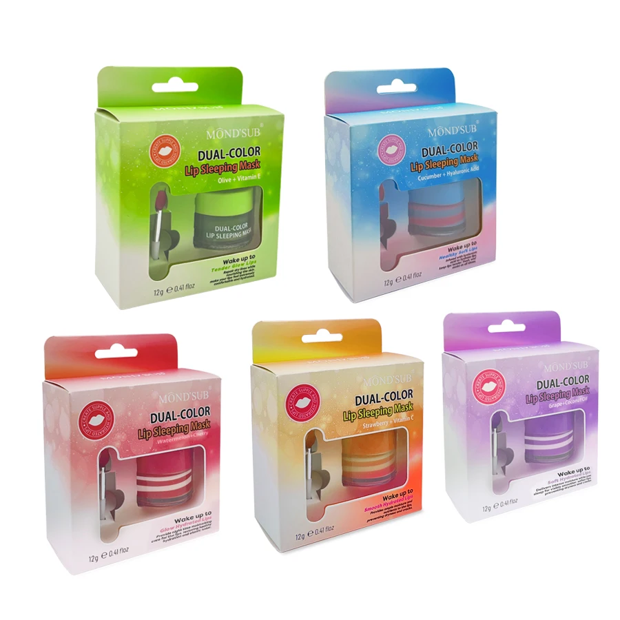 Custom Organic Natural Vegan Lip Sleeping Mask Plump Moisturizing Lip Balm Fruit Flavor Lip Care Mask Overnight