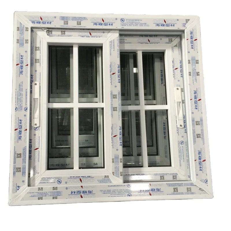 North American Latest Design Grill PVC Sliding Window UPVC Plastic Tempered Sliding Glass Windows