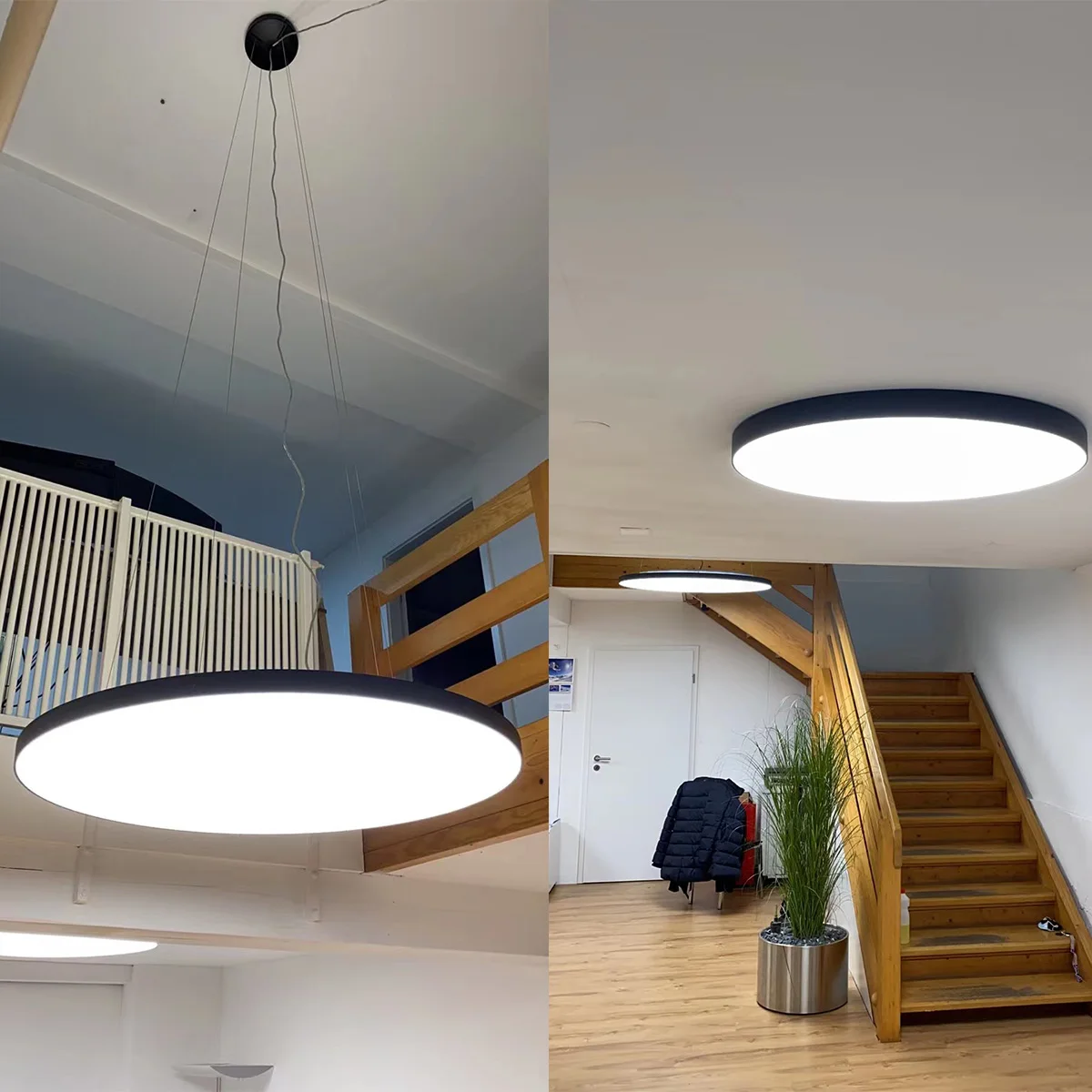 60cm 80cm 100cm diameter round flat led pendant light suspended office ceiling hanging light